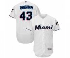 Miami Marlins Jeff Brigham White Home Flex Base Authentic Collection Baseball Player Jersey