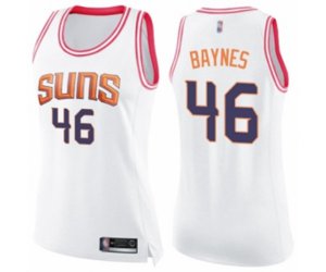Women\'s Phoenix Suns #46 Aron Baynes Swingman White Pink Fashion Basketball Jersey