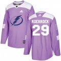 Tampa Bay Lightning #29 Slater Koekkoek Authentic Purple Fights Cancer Practice NHL Jersey