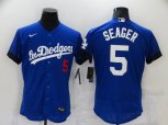 Los Angeles Dodgers #5 Corey Seager Blue 2021 City Connect Flex Base Stitched Jersey