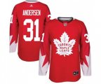 Toronto Maple Leafs #31 Frederik Andersen Authentic Red Alternate NHL Jersey