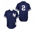 New York Yankees #2 Derek Jeter Authentic Navy Blue Throwback MLB Jersey