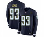 Los Angeles Chargers #93 Justin Jones Limited Navy Blue Therma Long Sleeve Football Jersey