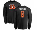 Cincinnati Bengals #6 Jeff Driskel Black Name & Number Logo Long Sleeve T-Shirt