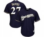 Milwaukee Brewers #27 Zach Davies Replica Navy Blue Alternate Cool Base Baseball Jersey