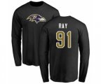 Baltimore Ravens #91 Shane Ray Black Name & Number Logo Long Sleeve T-Shirt