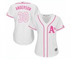 Women's Oakland Athletics #30 Brett Anderson Replica White Fashion Cool Base Baseball Jersey