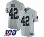 Oakland Raiders #42 Ronnie Lott Limited Silver Inverted Legend 100th Season Football Jersey