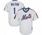 New York Mets #1 Mookie Wilson Authentic White Cooperstown Baseball Jersey