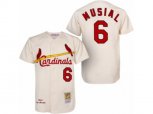 1963 St. Louis Cardinals #6 Stan Musial Authentic Cream Throwback MLB Jersey