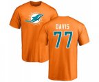 Miami Dolphins #77 Jesse Davis Orange Name & Number Logo T-Shirt