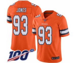 Denver Broncos #93 Dre\'Mont Jones Limited Orange Rush Vapor Untouchable 100th Season Football Jersey
