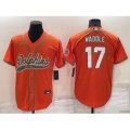 Miami Dolphins #17 Jaylen Waddle Orange Stitched Cool Base Nike Baseball Jersey