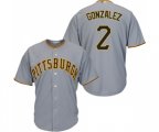 Pittsburgh Pirates #2 Erik Gonzalez Replica Grey Road Cool Base Baseball Jersey