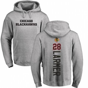 Chicago Blackhawks #28 Steve Larmer Ash Backer Pullover Hoodie