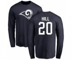 Los Angeles Rams #20 Troy Hill Navy Blue Name & Number Logo Long Sleeve T-Shirt