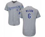 Kansas City Royals #6 Willie Wilson Grey Road Flex Base Authentic Collection Baseball Jersey