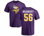 Minnesota Vikings #56 Garrett Bradbury Purple Name & Number Logo T-Shirt