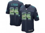 Seattle Seahawks #24 Marshawn Lynch Limited Navy Blue Strobe NFL Jersey