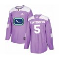 Vancouver Canucks #5 Oscar Fantenberg Authentic Purple Fights Cancer Practice Hockey Jersey