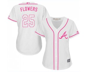 Women\'s Atlanta Braves #25 Tyler Flowers Replica White Fashion Cool Base Baseball Jersey