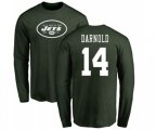 New York Jets #14 Sam Darnold Green Name & Number Logo Long Sleeve T-Shirt