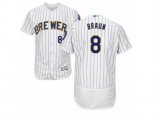 Milwaukee Brewers #8 Ryan Braun White Flexbase Authentic Collection MLB Jersey