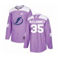 Tampa Bay Lightning #35 Curtis McElhinney Authentic Purple Fights Cancer Practice Hockey Jersey