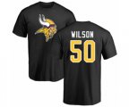Minnesota Vikings #50 Eric Wilson Black Name & Number Logo T-Shirt