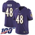 Baltimore Ravens #48 Patrick Queen Purple Team Color Stitched NFL 100th Season Vapor Untouchable Limited Jersey