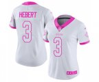 Women New Orleans Saints #3 Bobby Hebert Limited White Pink Rush Fashion Football Jersey