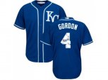 Kansas City Royals #4 Alex Gordon Royal Blue Team Logo Fashion Stitched MLB Jersey