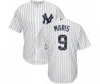 New York Yankees #9 Roger Maris Authentic White Team Logo Fashion Baseball Jersey