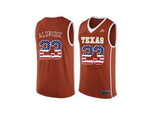 2016 US Flag Fashion-Men\'s Texas Longhorns LaMarcus Aldridge #23 College Basketball Throwback Jersey - Burnt Orange
