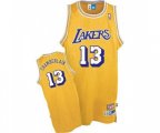 Los Angeles Lakers #13 Wilt Chamberlain Authentic Gold Throwback Basketball Jerseys