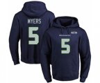 Seattle Seahawks #5 Jason Myers Navy Blue Name & Number Pullover Hoodie