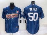 Los Angeles Dodgers #50 Mookie Betts Rainbow Blue Red Pinstripe Mexico Cool Base Nike Jersey