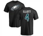Philadelphia Eagles #4 Jake Elliott Black Name & Number Logo T-Shirt