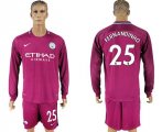 2017-18 Manchester City 25 FERNANDINHO Away Long Sleeve Soccer Jersey