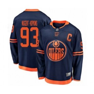 Edmonton Oilers #93 Ryan Nugent-Hopkins Authentic Navy Blue Alternate Fanatics Branded Breakaway Hockey Jersey