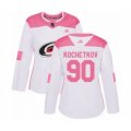 Women Carolina Hurricanes #90 Pyotr Kochetkov Authentic White Pink Fashion Hockey Jersey