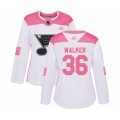 Women St. Louis Blues #36 Nathan Walker Authentic White Pink Fashion Hockey Jersey