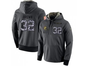 Cleveland Browns #32 Jim Brown Stitched Black Anthracite Salute to Service Player Performance Hoodie
