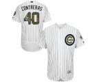 Chicago Cubs #40 Willson Contreras Authentic White 2016 Memorial Day Fashion Flex Base Baseball Jersey