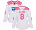 Women Adidas New York Rangers #8 Cody McLeod Authentic White Pink Fashion NHL Jersey