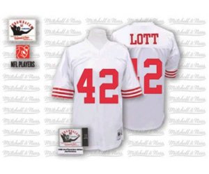San Francisco 49ers #42 Ronnie Lott Authentic White Throwback Football Jersey