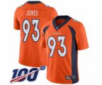 Denver Broncos #93 Dre'Mont Jones Orange Team Color Vapor Untouchable Limited Player 100th Season Football Jersey