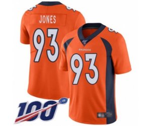 Denver Broncos #93 Dre\'Mont Jones Orange Team Color Vapor Untouchable Limited Player 100th Season Football Jersey