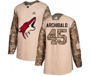 Arizona Coyotes #45 Josh Archibald Authentic Camo Veterans Day Practice Hockey Jersey