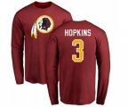 Washington Redskins #3 Dustin Hopkins Maroon Name & Number Logo Long Sleeve T-Shirt